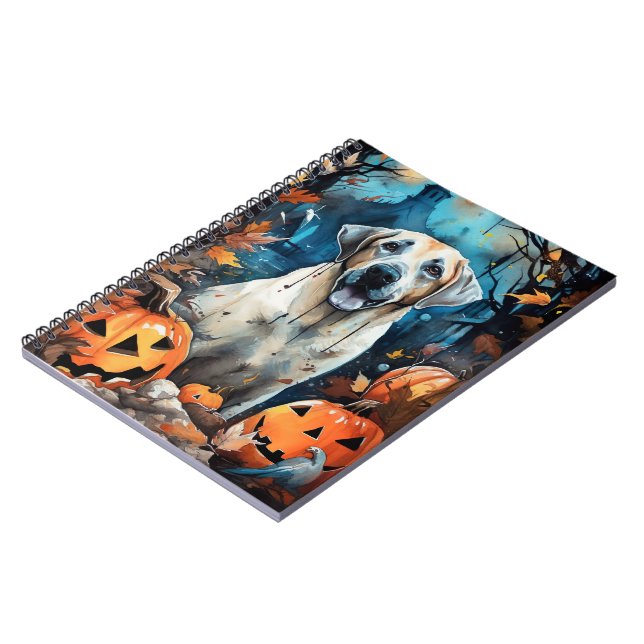 Halloween Anatolian Shepherd With Pumpkins Scary Notebook (Left Side)
