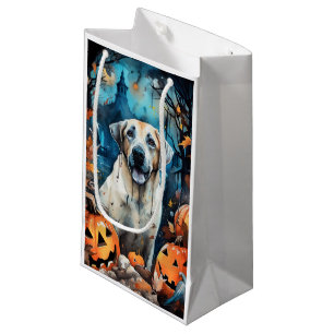 Halloween Anatolian Shepherd With Pumpkins Scary Small Gift Bag