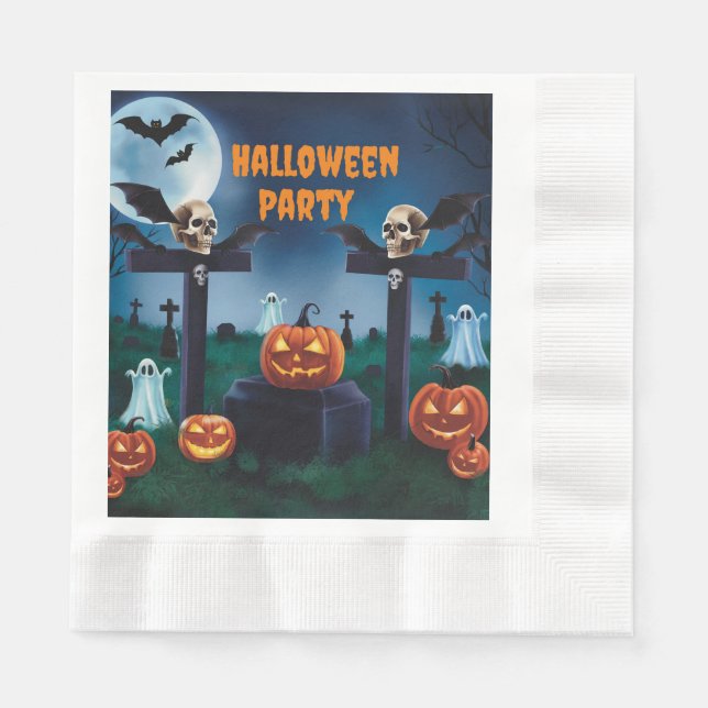 Halloween and a Creepy Cemetery Napkin (Front)