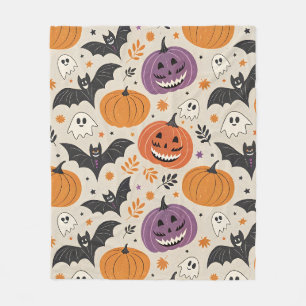 Halloween and autumn pattern fleece blanket