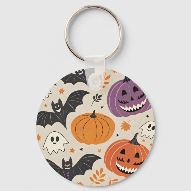 Halloween and autumn pattern   key ring (Front)