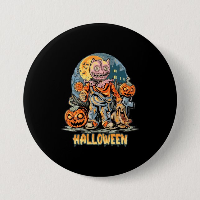 Halloween And Cat 7.5 Cm Round Badge (Front)