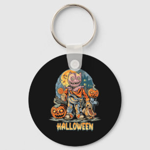 Halloween And Cat Key Ring