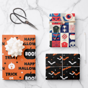 HALLOWEEN AND FALL PATTERN WRAPPING PAPER SHEET