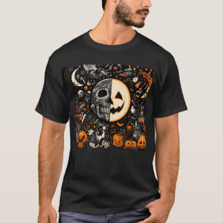 Halloween and half humain retro T-Shirt