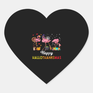 Halloween And Merry Christmas Happy Hallothanksmas Heart Sticker