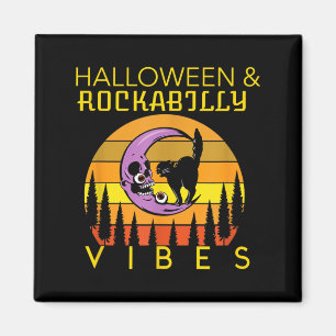 Halloween And Rockabilly Vibes Black Cat And Magnet