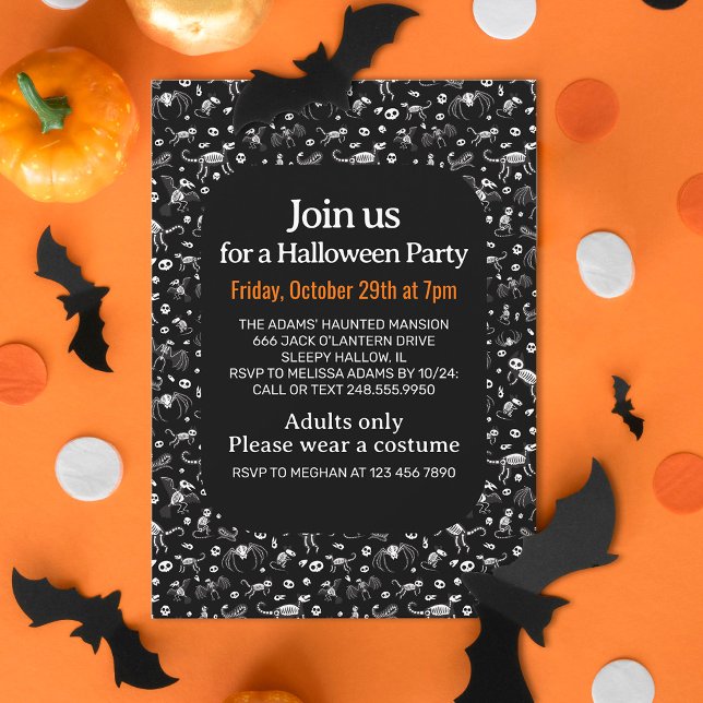 Halloween Animal Bats Dogs Cats Spiders Skeletons Invitation (Creator Uploaded)