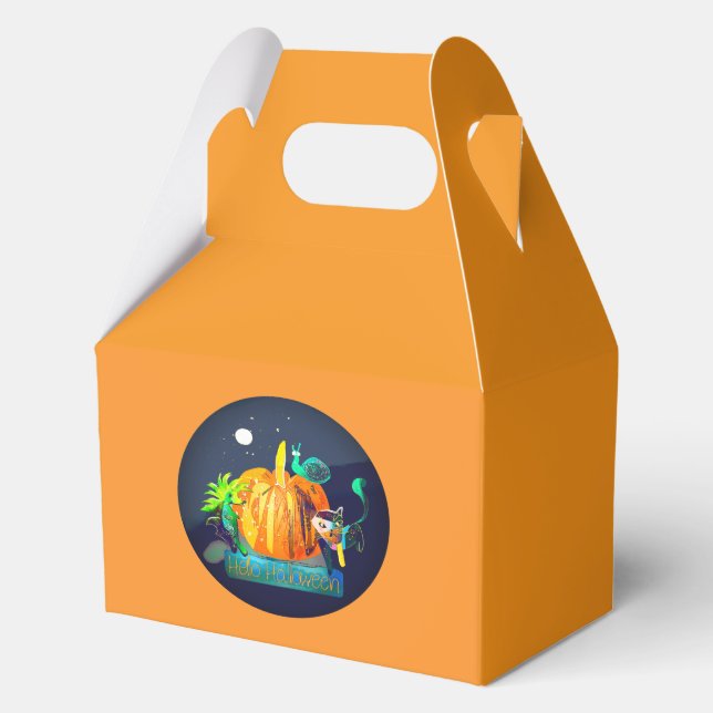 Halloween Animals & Pumpkin Trick or Treat  Favour Box (Front)