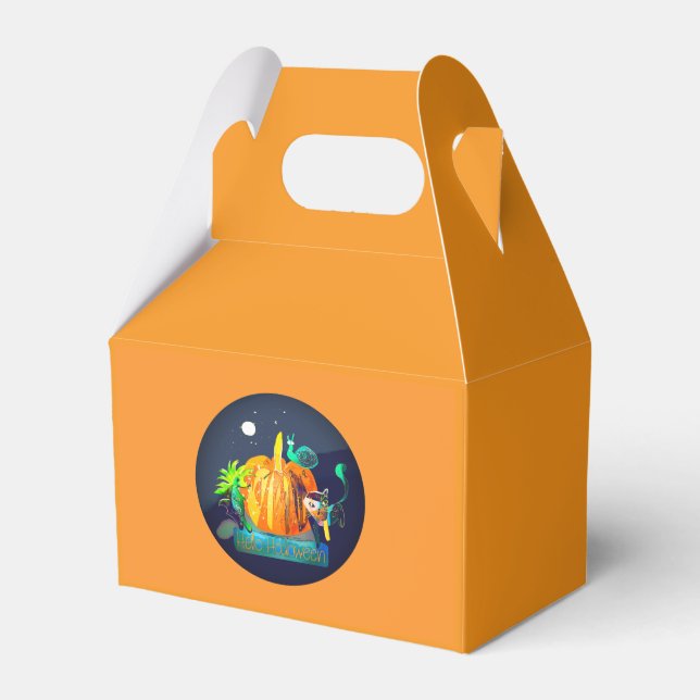 Halloween Animals & Pumpkin Trick or Treat  Favour Box (Front Side)