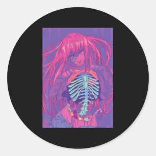 Halloween Anime  Spooky Anime Girl Waifu Scary  Classic Round Sticker