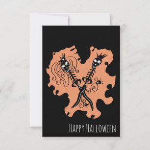 Halloween Anniversary Couples Skeleton Blades Card