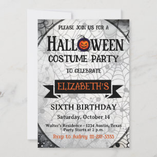 Halloween Any Age Birthday Spooky Costume Party Invitation