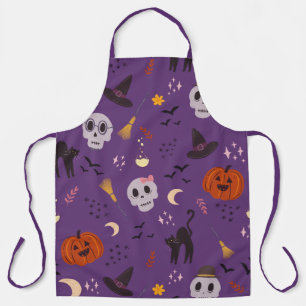 Halloween Apron – Skulls, Pumpkins & Black Cats
