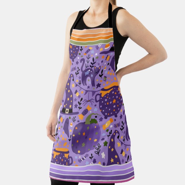 Halloween Apron with Pattern and stripes (Insitu)