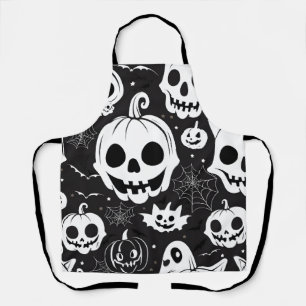 Halloween Aprons, White Pumpkin Jack O Lantern Apron
