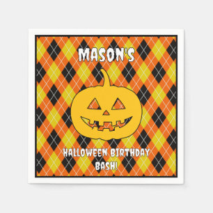 Halloween Argyle jack o lantern Napkin