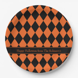 Halloween Argyle ~ Personalised Paper Plate
