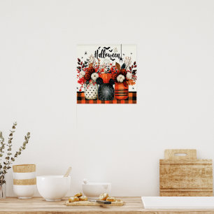 Halloween Arrangement with Pumpkins Poster