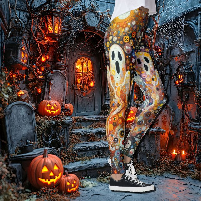 Halloween Art Deco Ghosts Spooky Fun Leggings (Creator Uploaded)