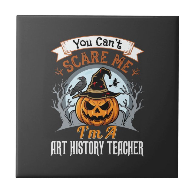 Halloween Art History Teacher Pumpkin Design Tile (Front)