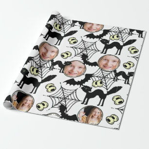 Halloween Art pattern Black Cat Photo Spooky Wrapping Paper