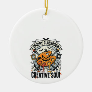 Halloween Art Teacher Spooky Classroom Ceramic Tree Decoration