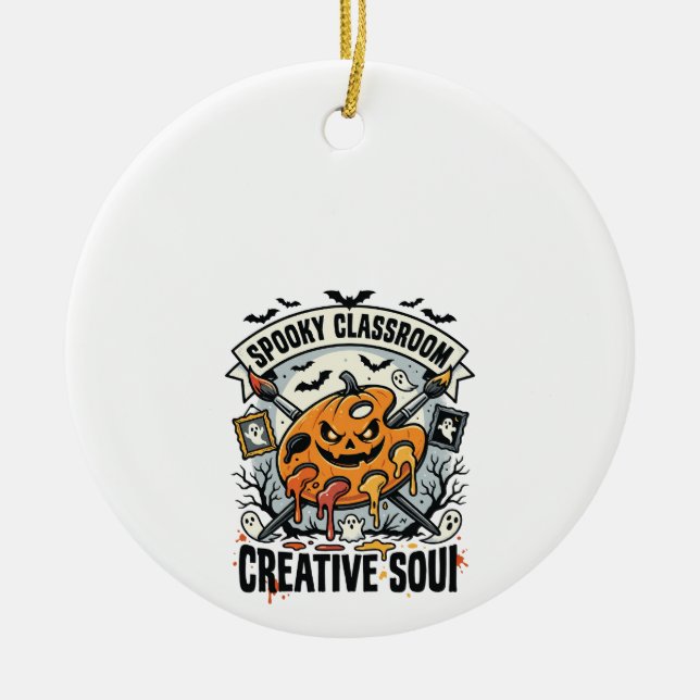 Halloween Art Teacher Spooky Classroom Ceramic Tree Decoration (Front)