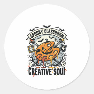 Halloween Art Teacher Spooky Classroom Classic Round Sticker