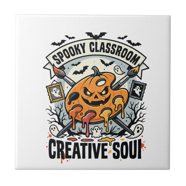 Halloween Art Teacher Spooky Classroom Tile (Front)