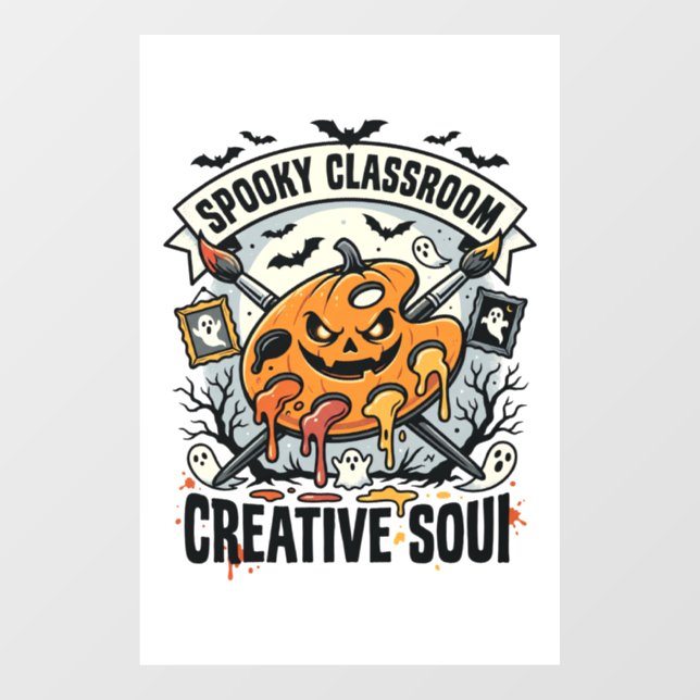 Halloween Art Teacher Spooky Classroom Window Cling (Sheet)