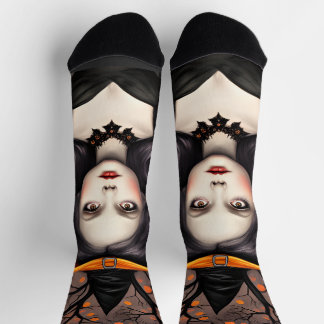 Halloween Art Witch Portrait Socks
