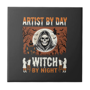 Halloween Artist by Day Witch by Night Design Tile