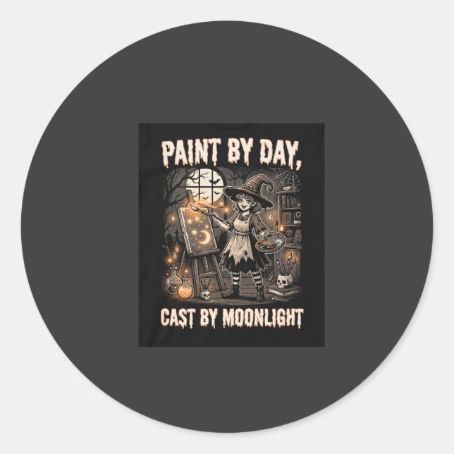 Halloween Artist Witch Magic Classic Round Sticker (Front)