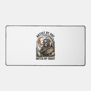 Halloween Artist Witch Vintage Engraving Art Tee_1 Desk Mat