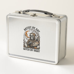 Halloween Artist Witch Vintage Engraving Art Tee_1 Metal Lunch Box