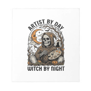 Halloween Artist Witch Vintage Engraving Art Tee_1 Notepad