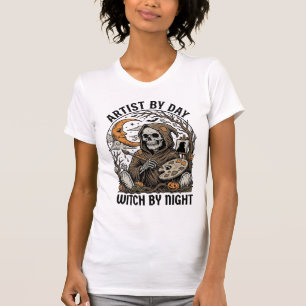 Halloween Artist Witch Vintage Engraving Art Tee_1 T-Shirt
