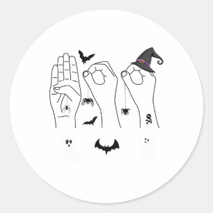 Halloween Asl Hand Sign Language Deaf Pride Boo Cr Classic Round Sticker