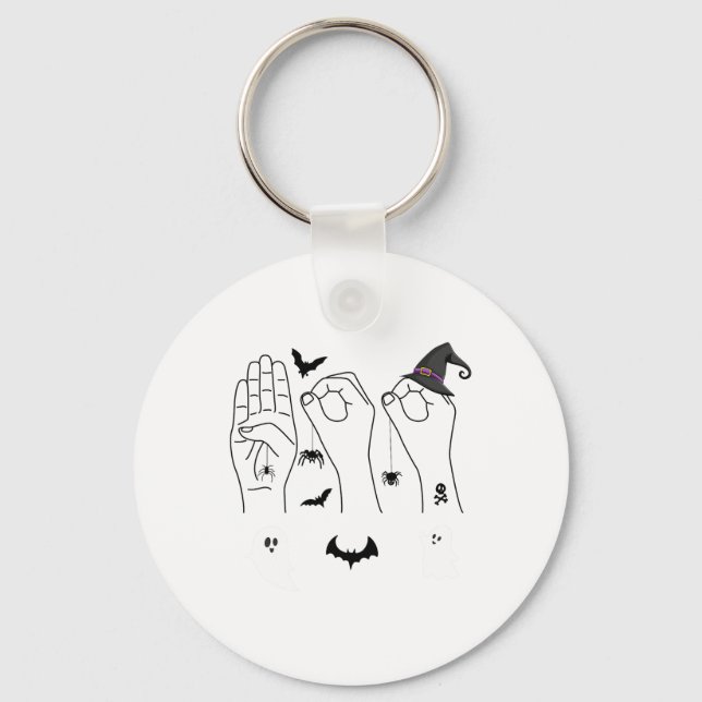 Halloween Asl Hand Sign Language Deaf Pride Boo Cr Key Ring (Front)