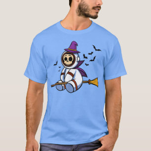 Halloween Astronaut Witch Flying Broom Pumpkin Tri T-Shirt