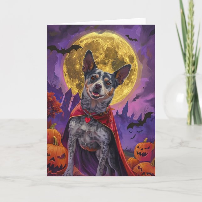Halloween Australian Cattle Dog Pumpkins Scary  Card (Front)