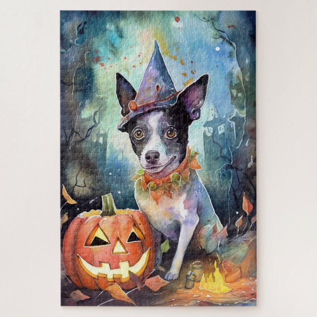 Halloween Australian Cattle With Pumpkins Scary Jigsaw Puzzle (Vertical)