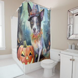 Halloween Australian Cattle With Pumpkins Scary Shower Curtain