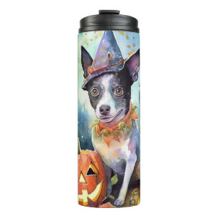 Halloween Australian Cattle With Pumpkins Scary Thermal Tumbler