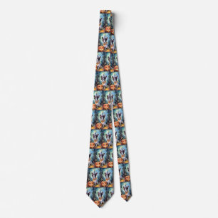 Halloween Australian Cattle With Pumpkins Scary Tie