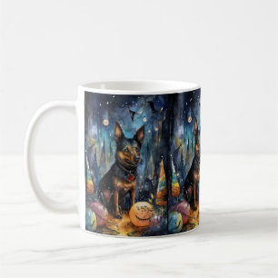 Halloween Australian Kelpie With Pumpkins Scary Coffee Mug