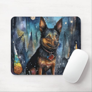 Halloween Australian Kelpie With Pumpkins Scary Mouse Mat