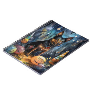 Halloween Australian Kelpie With Pumpkins Scary Notebook