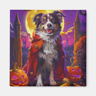 Halloween Australian Shepherd Dog Pumpkins Scary  Magnet